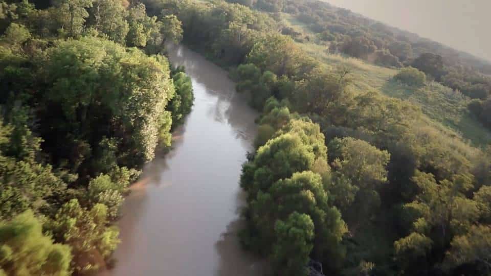 Drone footage of the San Antonio River