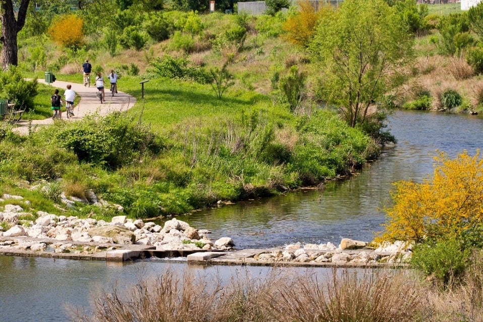 Public recreating along the Mission Reach segment