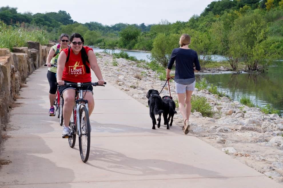 Trail users on the Mission Reach Segment