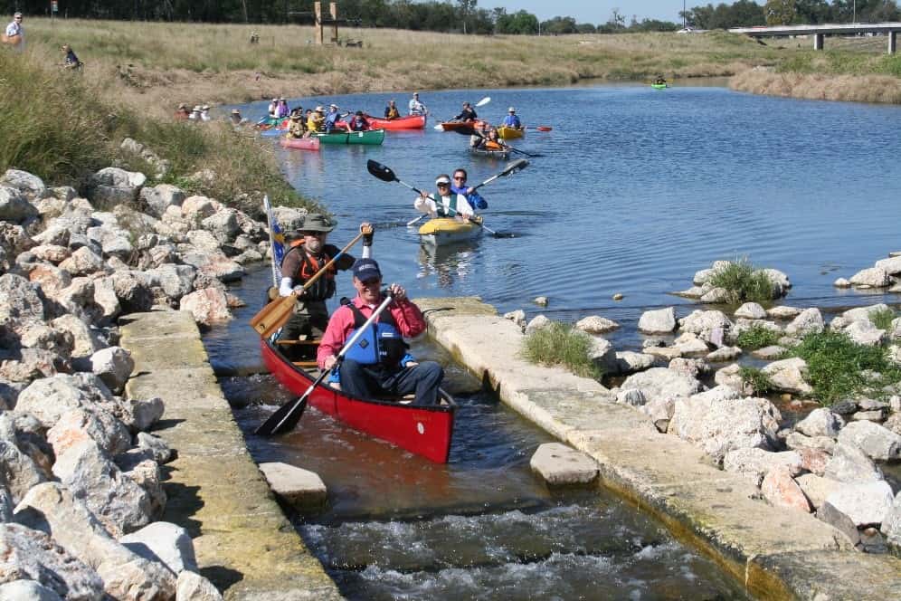 Paddlers on the Mission Reach Paddling Trail