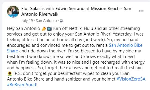 Flor Salas Instagram post for our Be River Proud blog post