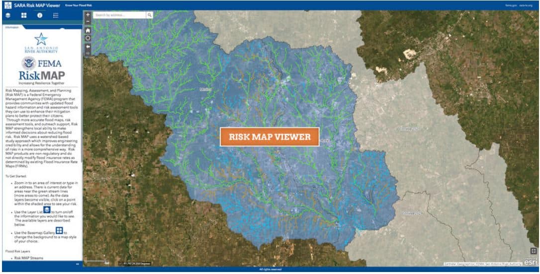 Screenshot of River Authority's Risk Map Viewer 