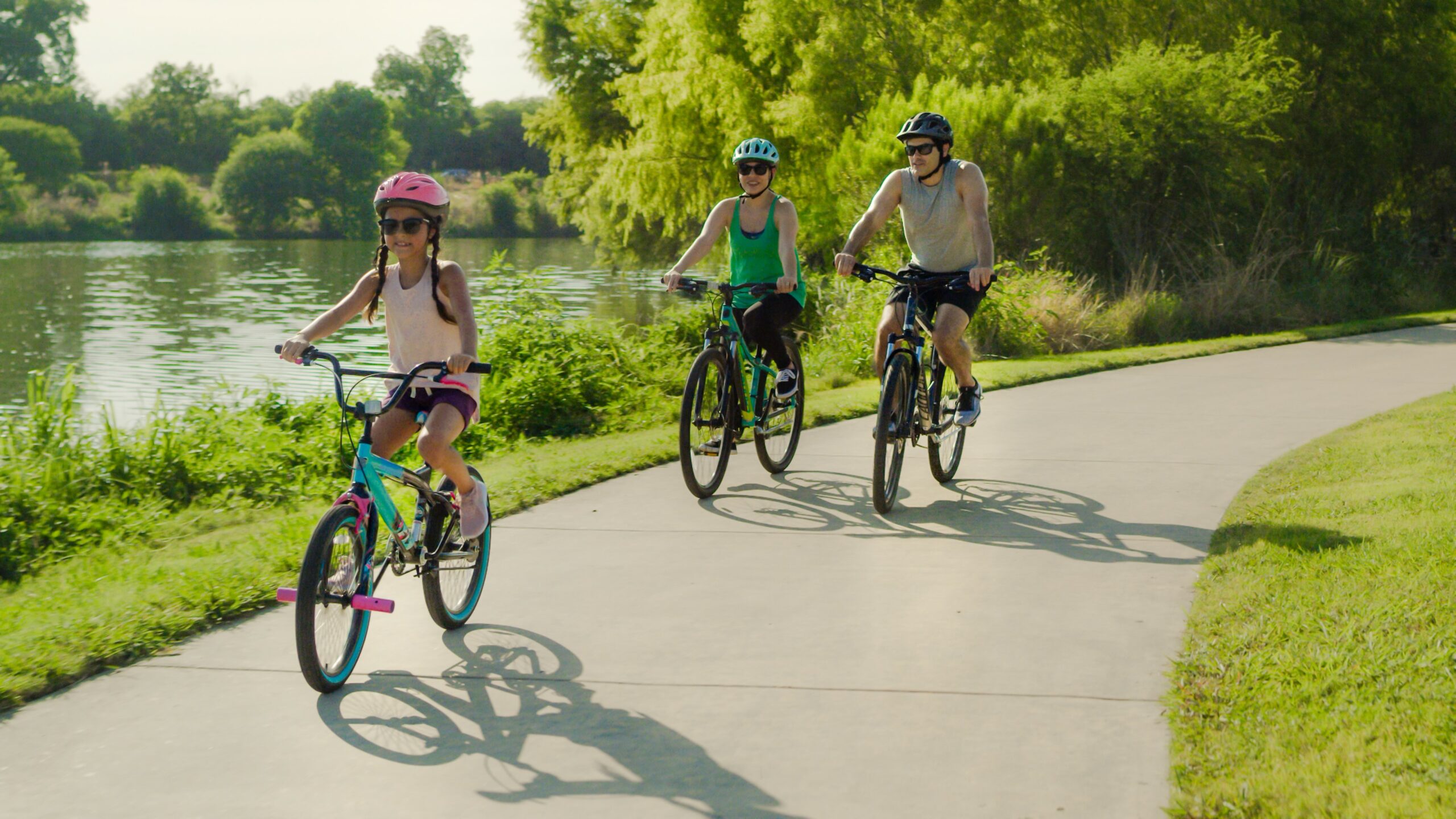 Bikers enjoying the Mission Reach San Antonio River Walk segment