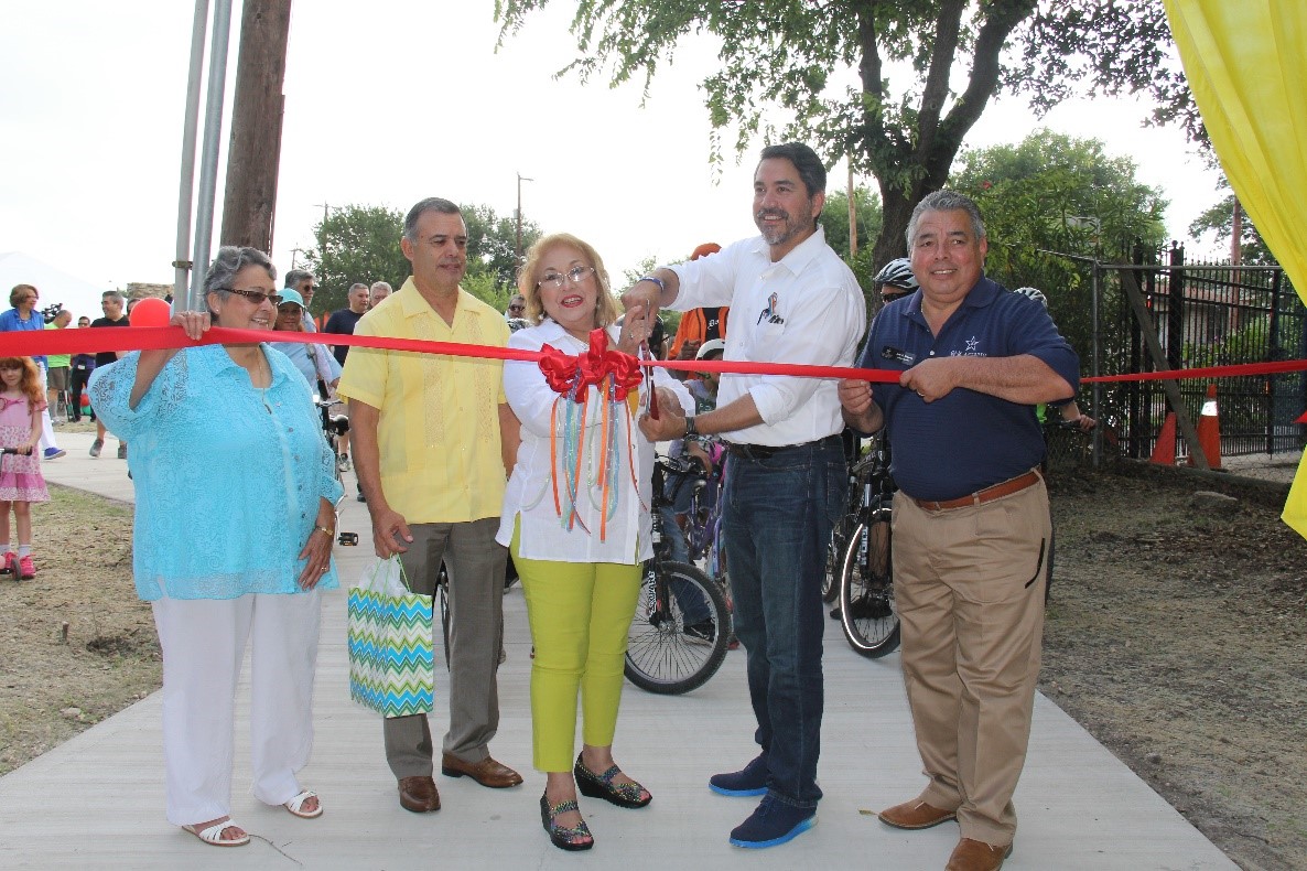 Celebrating the grand opening of the Alazan Creek linear trail system on June 18, 2016. 