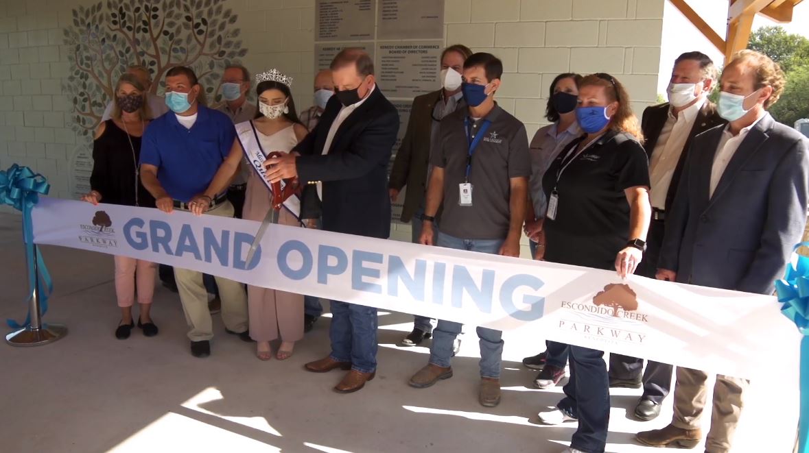 River Authority and project partners celebrate the grand opening of the Escondido Creek Parkway on October 2020. 