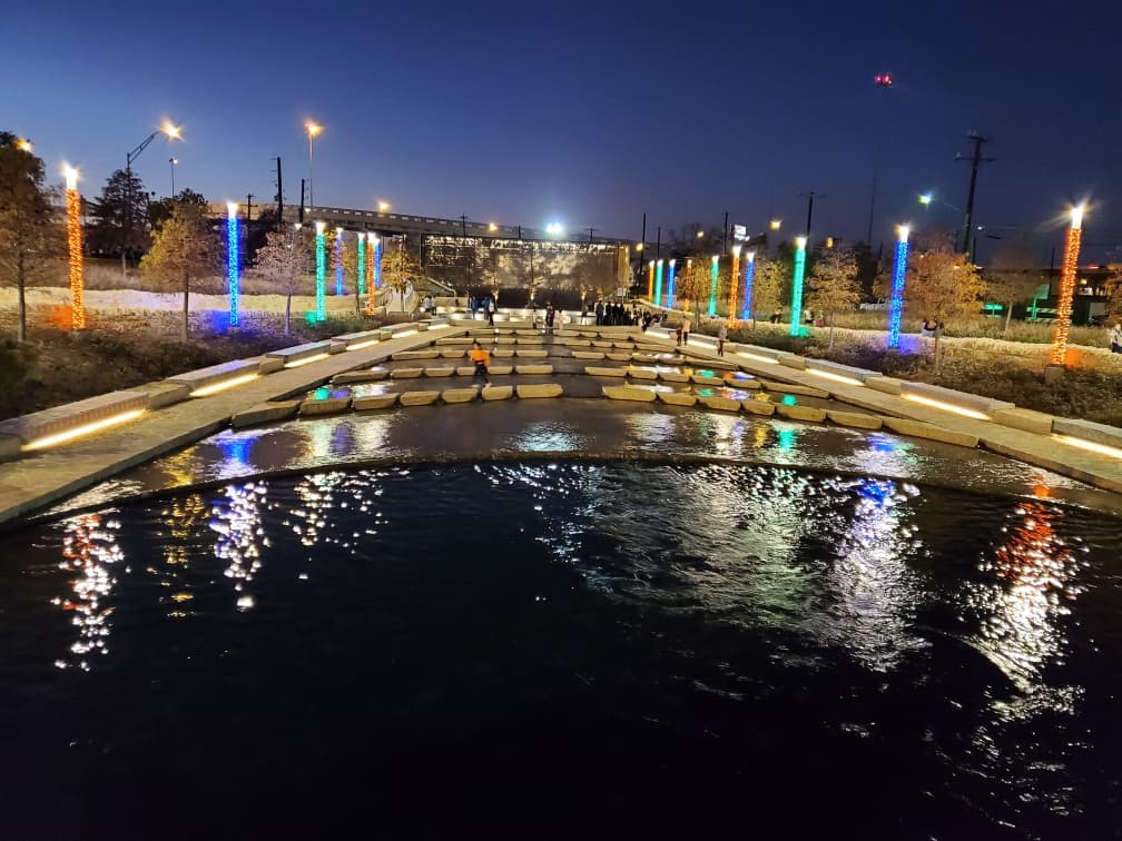 San Pedro Creek Culture Park Holiday Lights. 