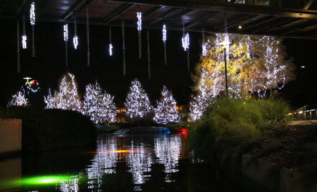 Museum Reach River of Lights at Turning Basin near Historic Pearl.