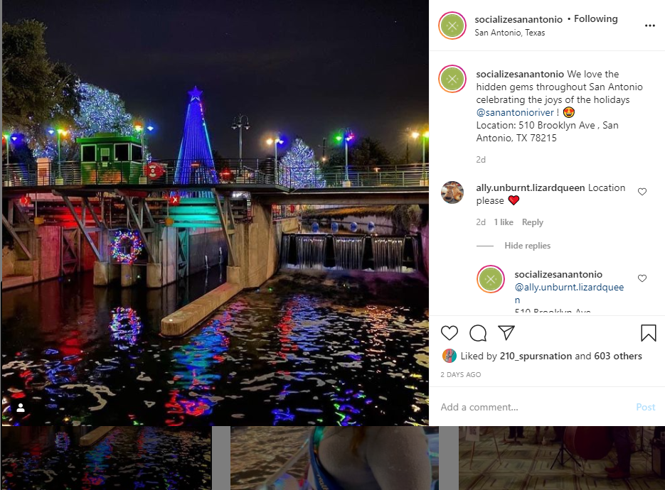 Museum Reach River of Lights photo by Socialize San Antonio Instagram account