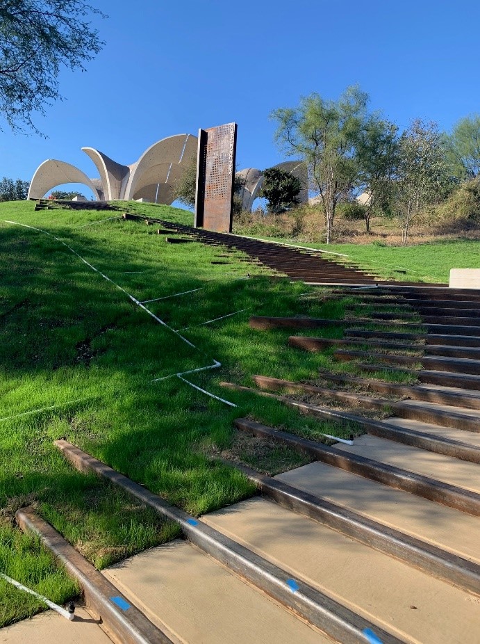 Confluence Park' stairs that connect to the Mission Reach of the San Antonio River Walk