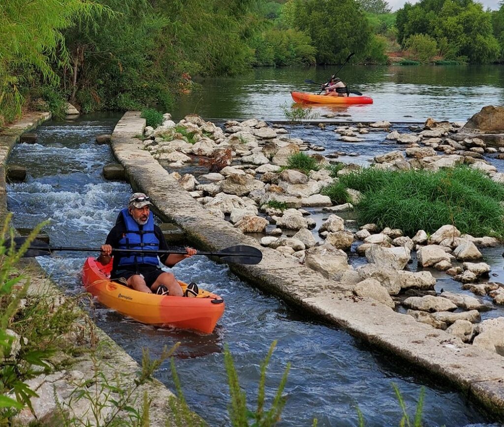 Kayakers on the Mission Reach Paddling Trail
