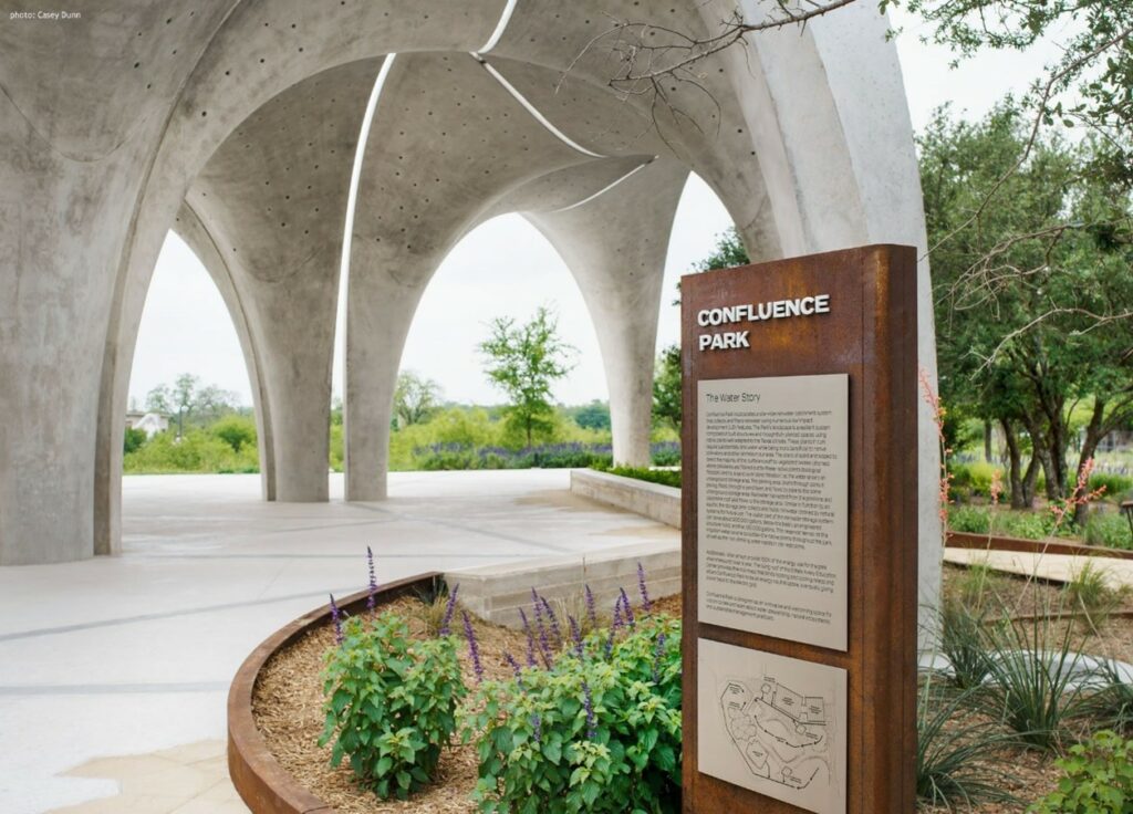 Interpretive sign at Confluence Park