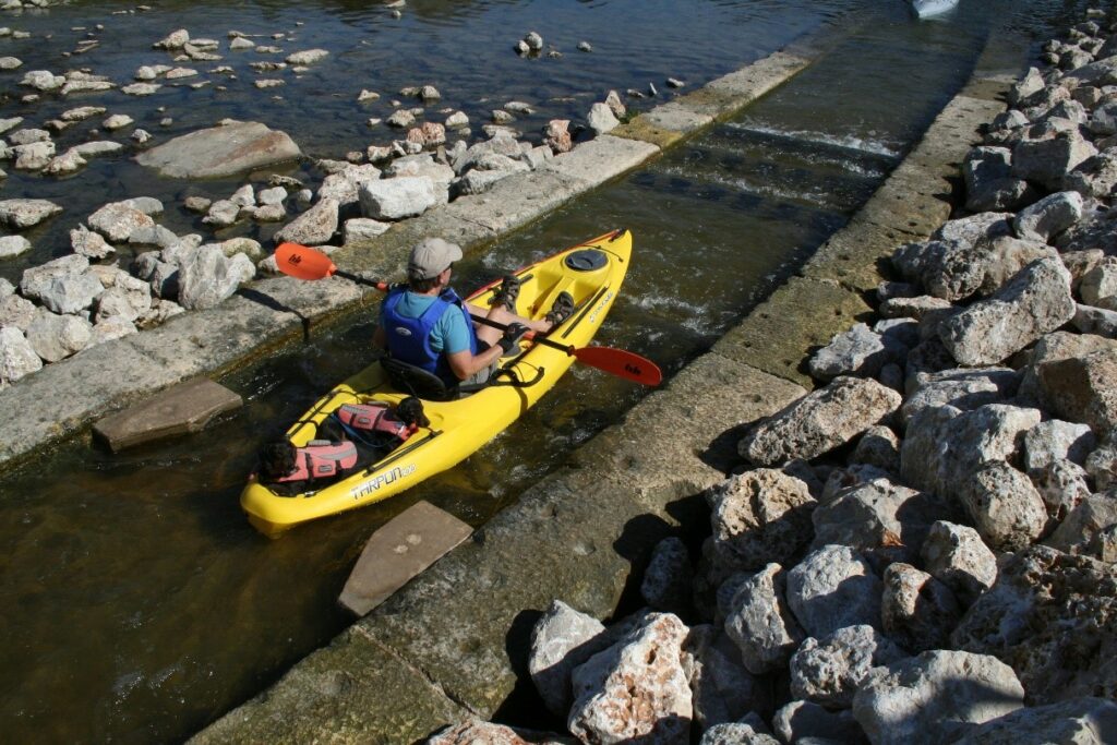 Paddling chute on the Mission Reach Paddling Trail