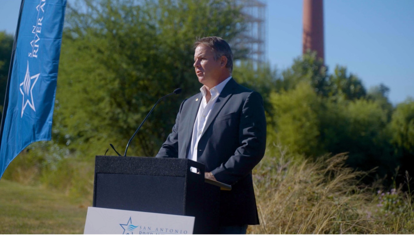 Chairman Brownlow delivers remarks at the media event for the launch of the Don't Let Litter Trash Your River Initiative