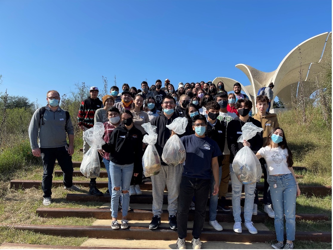 Luther Burbank High School students participate in a litter pickup during a field trip at Confluence Park.