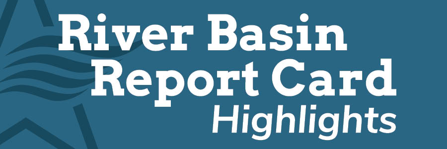 Decorative banner for blog titled: "River Basin Report Card Highlights"