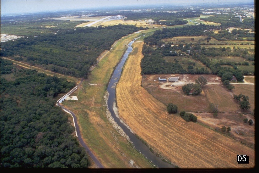 Bird's eye view of Mission Reach channel