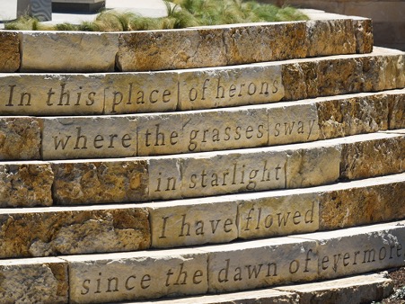 Words carved on stone steps: 