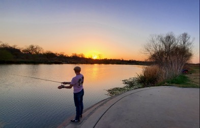 Derek's son Judah fishing at Espada Park 