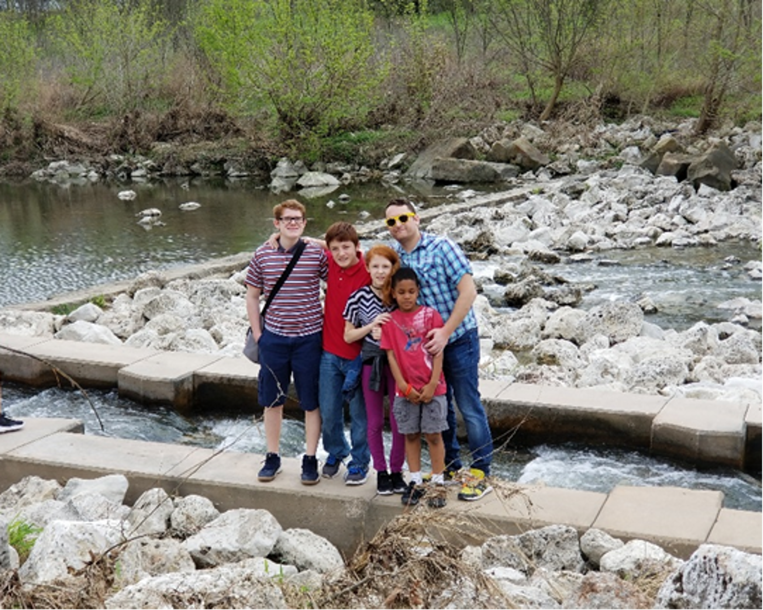 Family of five at Confluence Park Grand opening. 