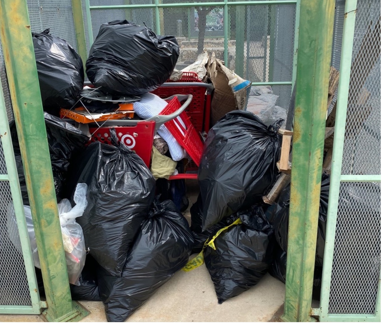 Trash collected is piled together from litter clean up