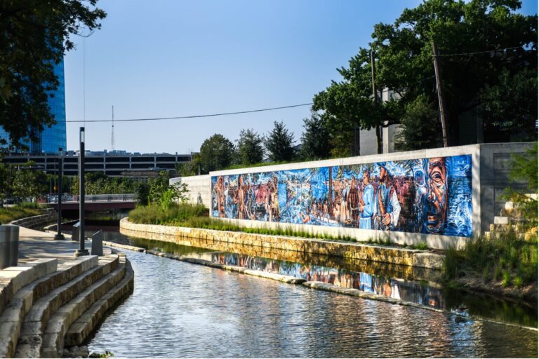 San Pedro Creek Culture Park Mural: "From All Roads We Are One"