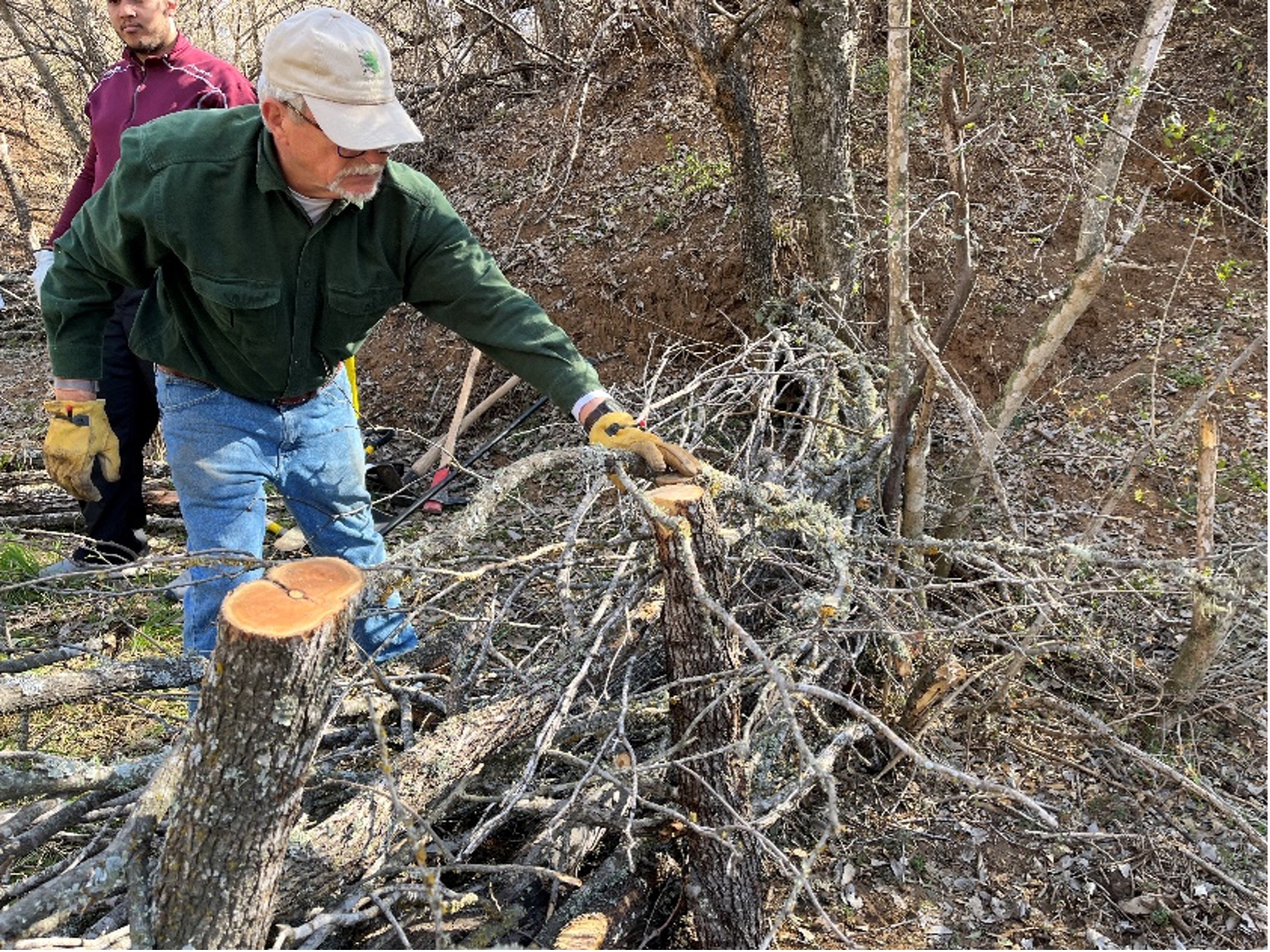 River Warrior volunteers help build a 