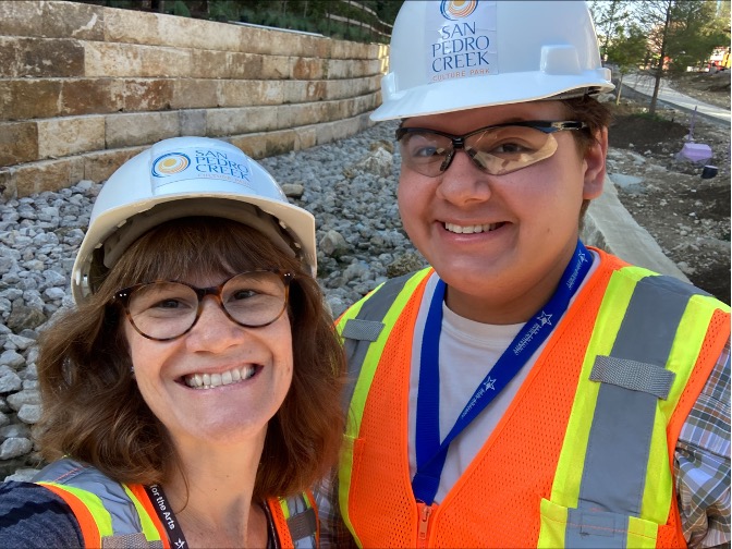 Public Art Curator Carrie Brown and Public Art Intern Julen Navarrette
