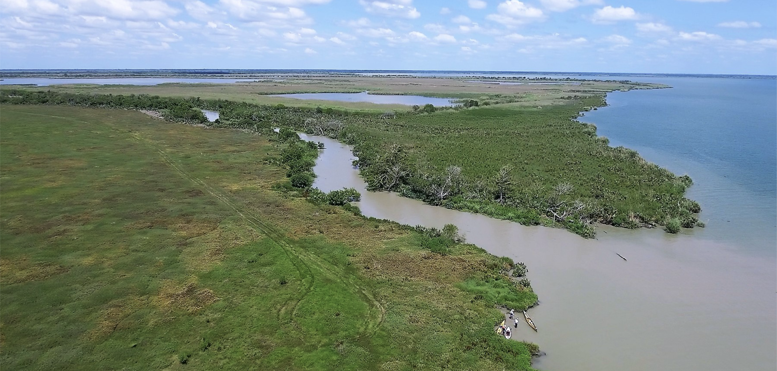River emptying into the bay