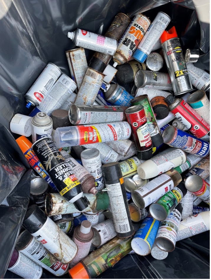 Spray paint cans are some of the items we collect at the Household Hazardous Waste Collection Events