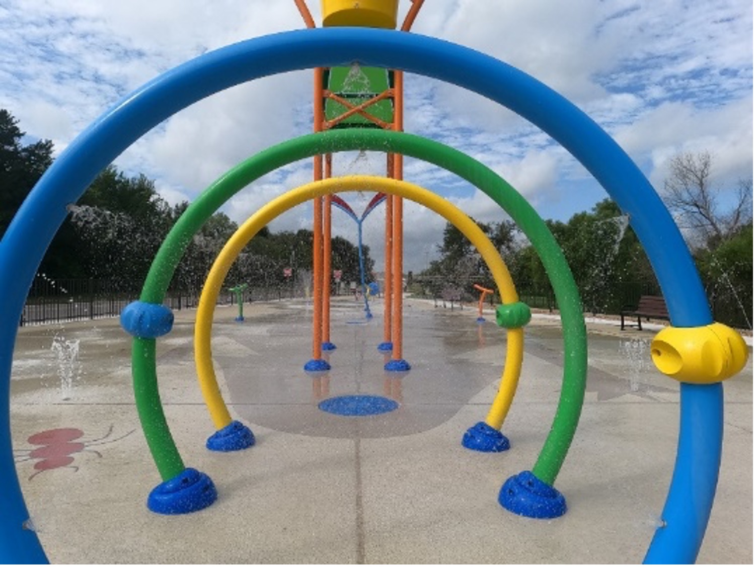 Tunnel view of splashpad