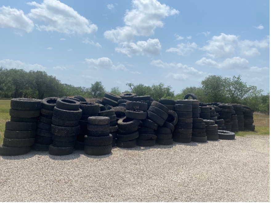 Tires piled high during collection event