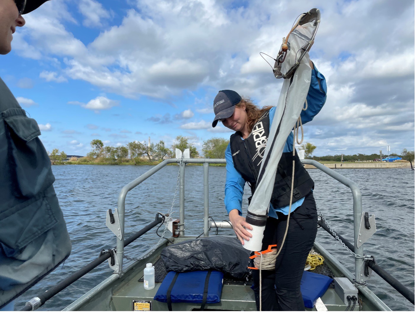 River Authority scientists sample for zebra mussels.