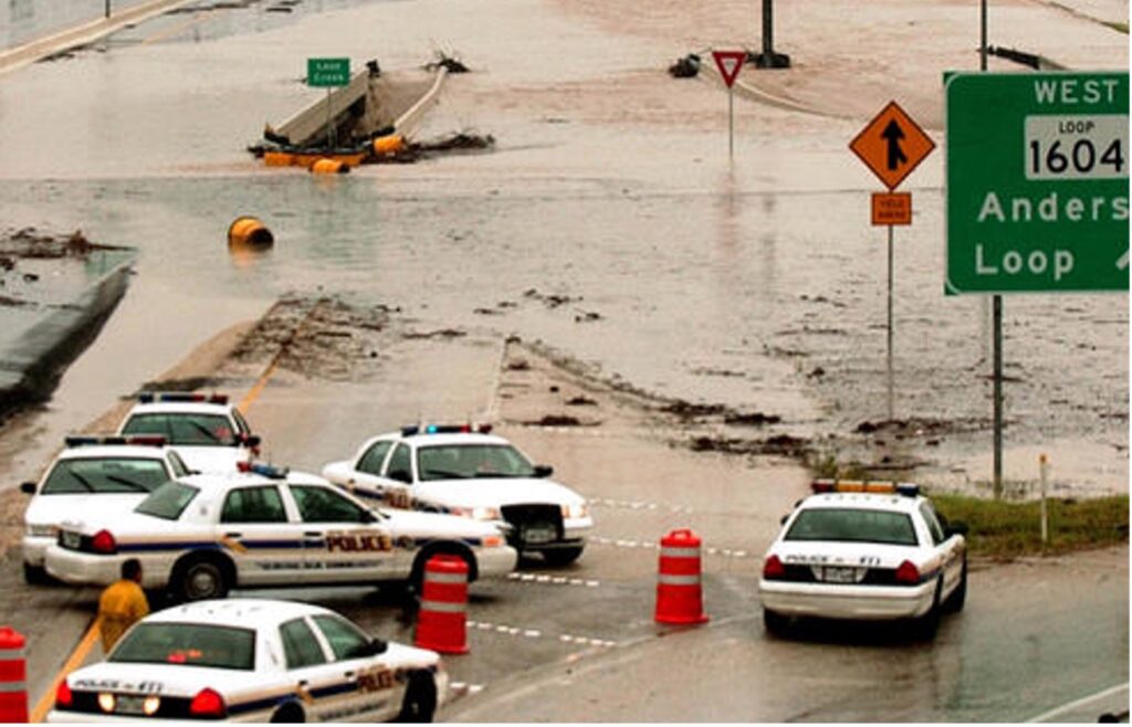 Loop 1604 flooded. Photo Credit: San Antonio Express-News