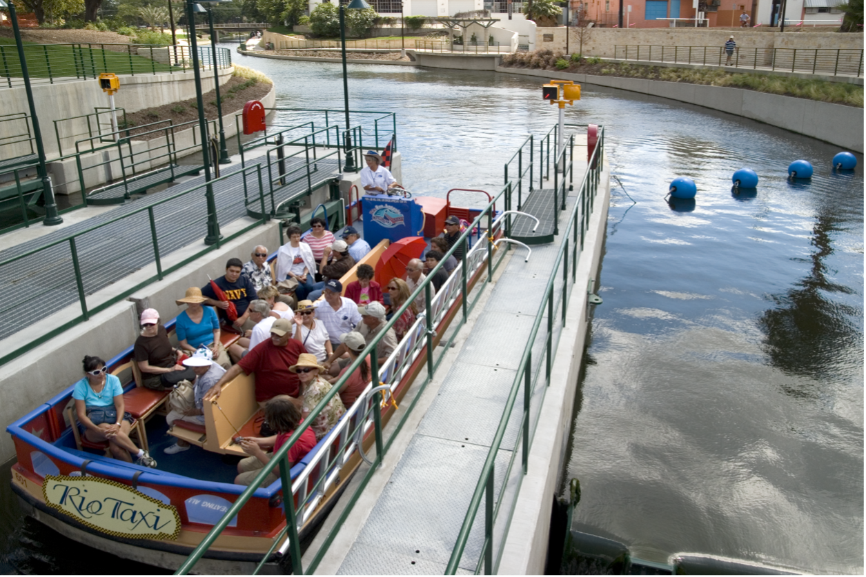 River barge full of people 