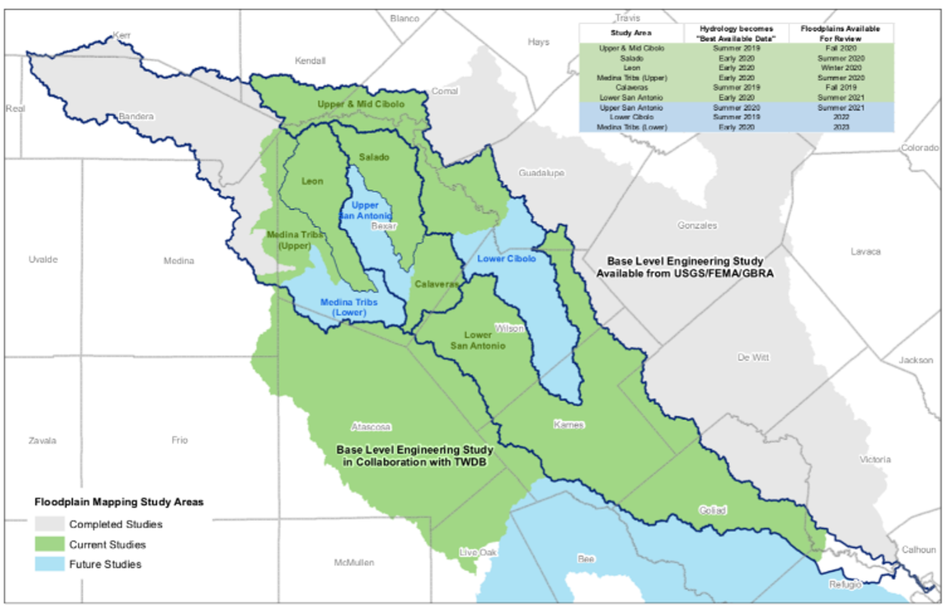 San Antonio River Basin map floodplain viewer