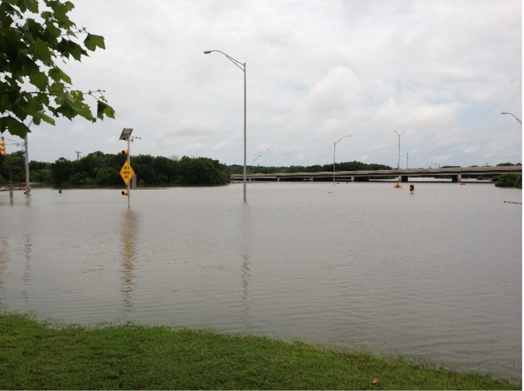 Highway 281 submerged in floodwaters