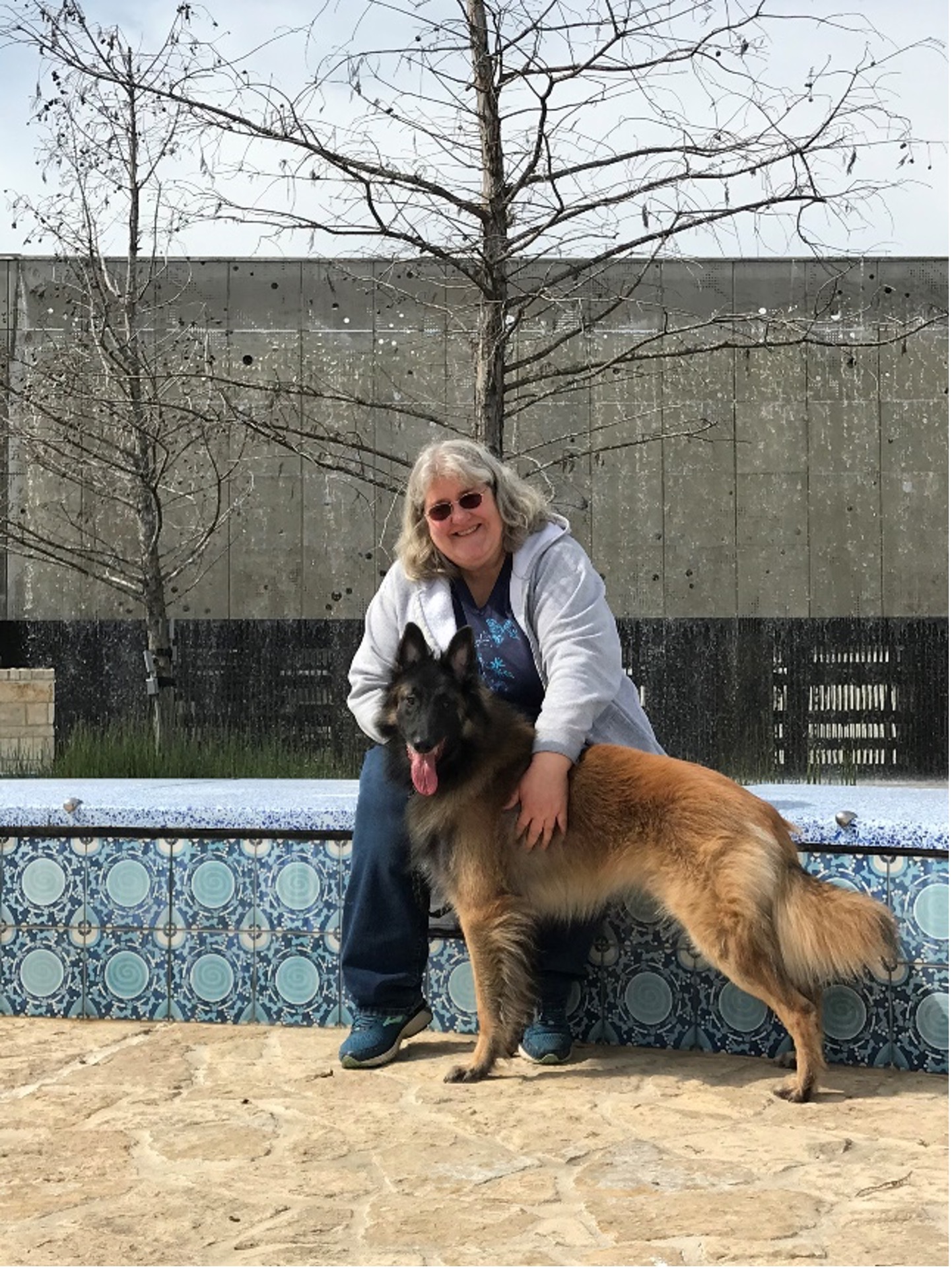 Rebecca with her dog at San Pedro Creek Culture Park