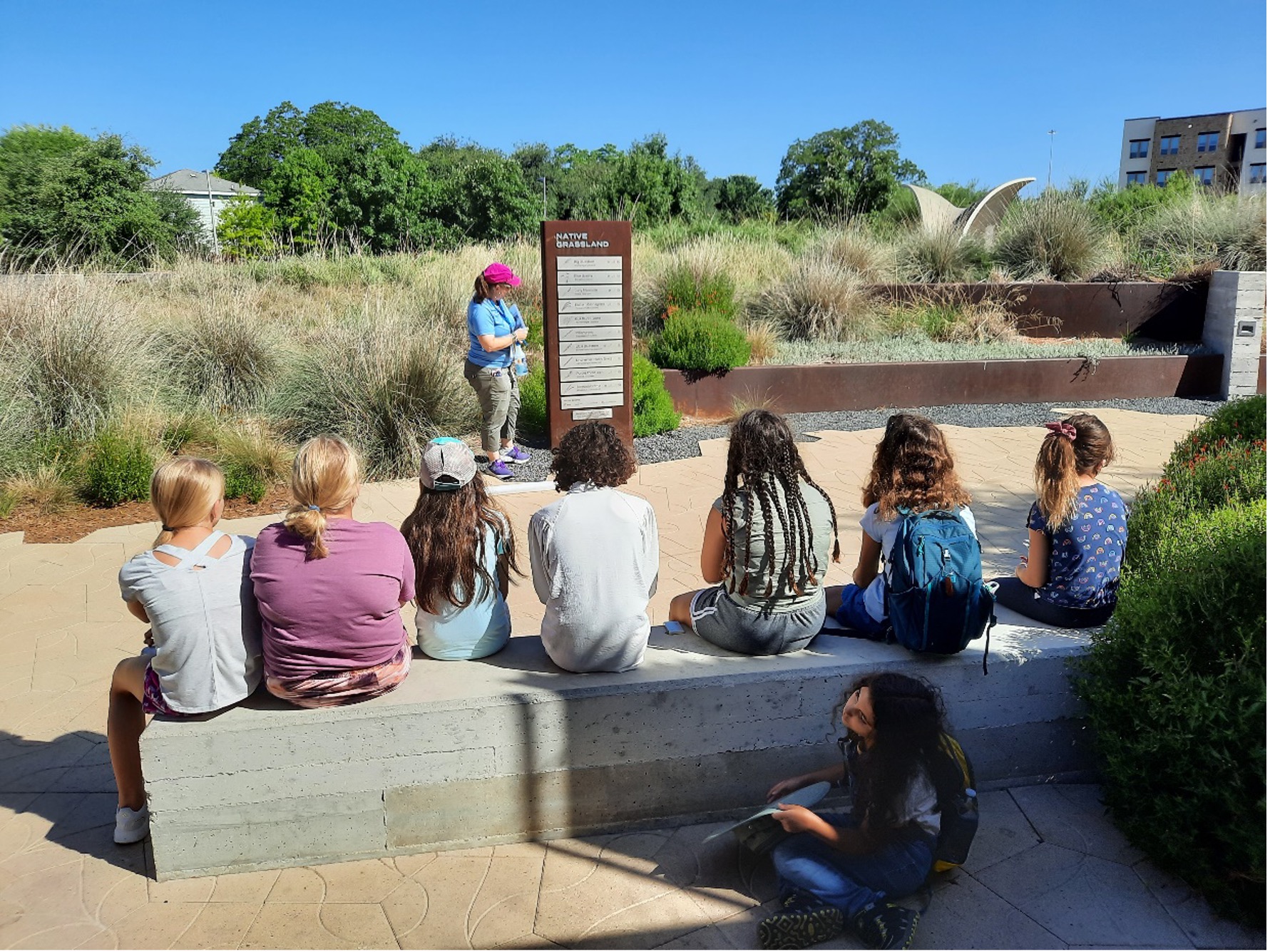 Education & Engagement Officer Carrie Merson leads group discussion during Confluence Park field trip