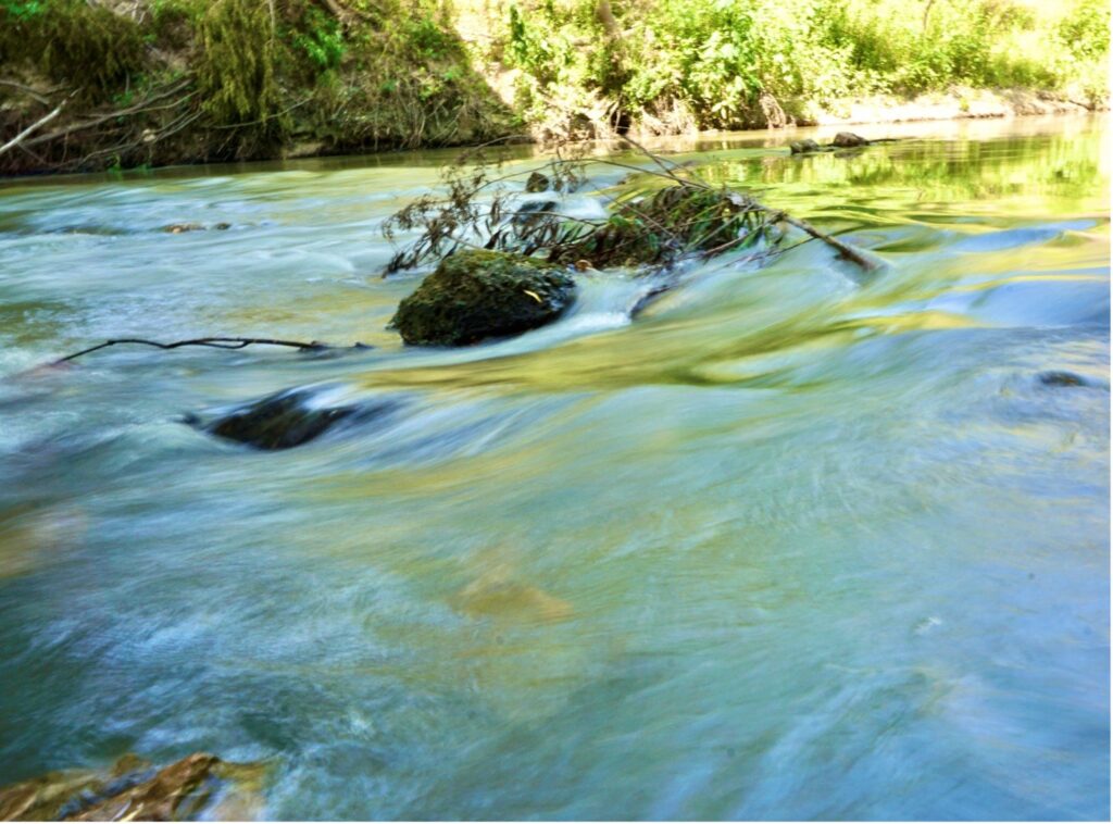 River washes over river bank