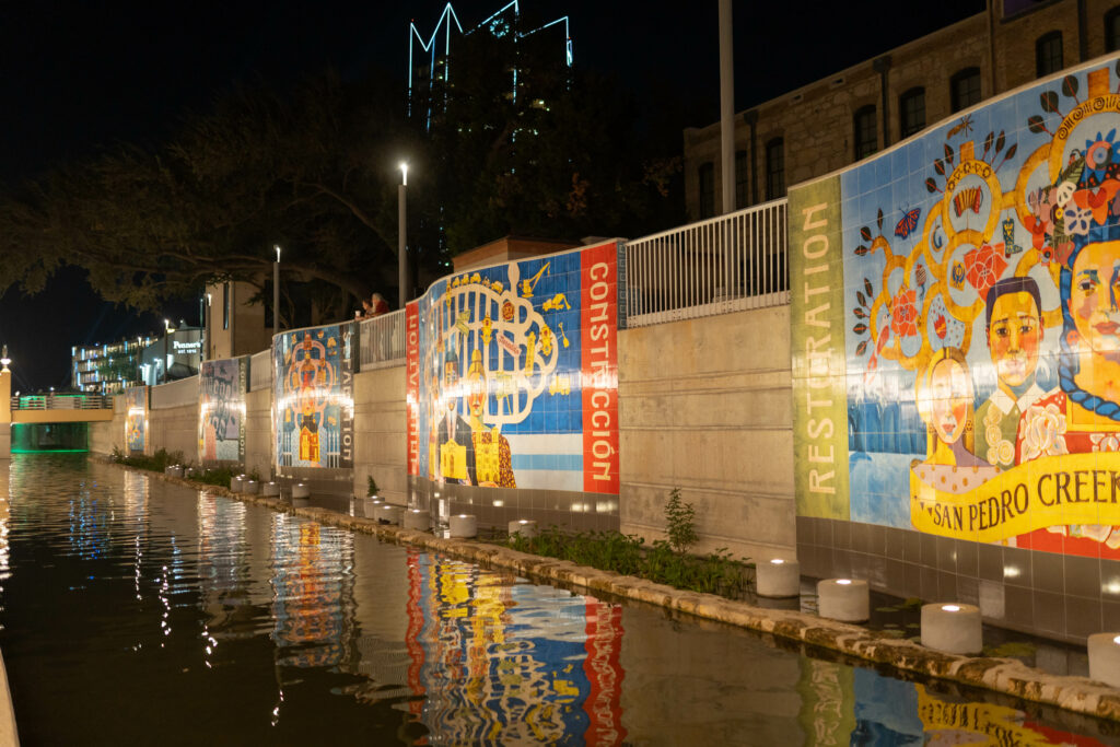 Five Panel Mural at Night