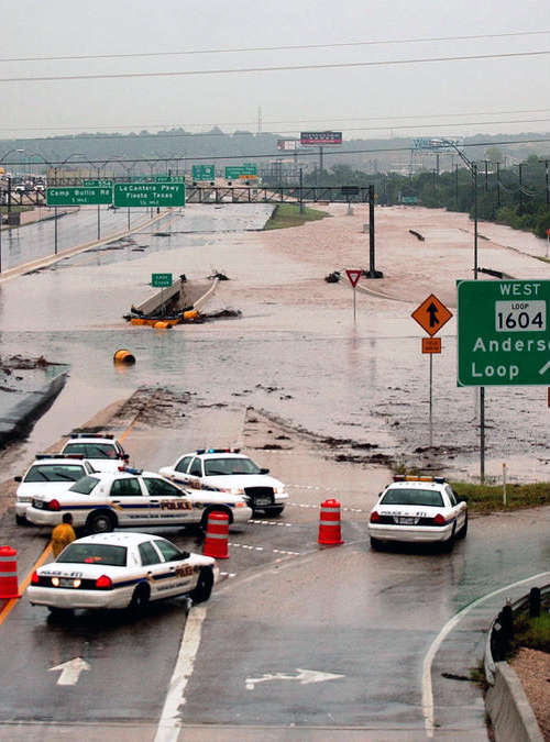 Flood waters engulfing highway