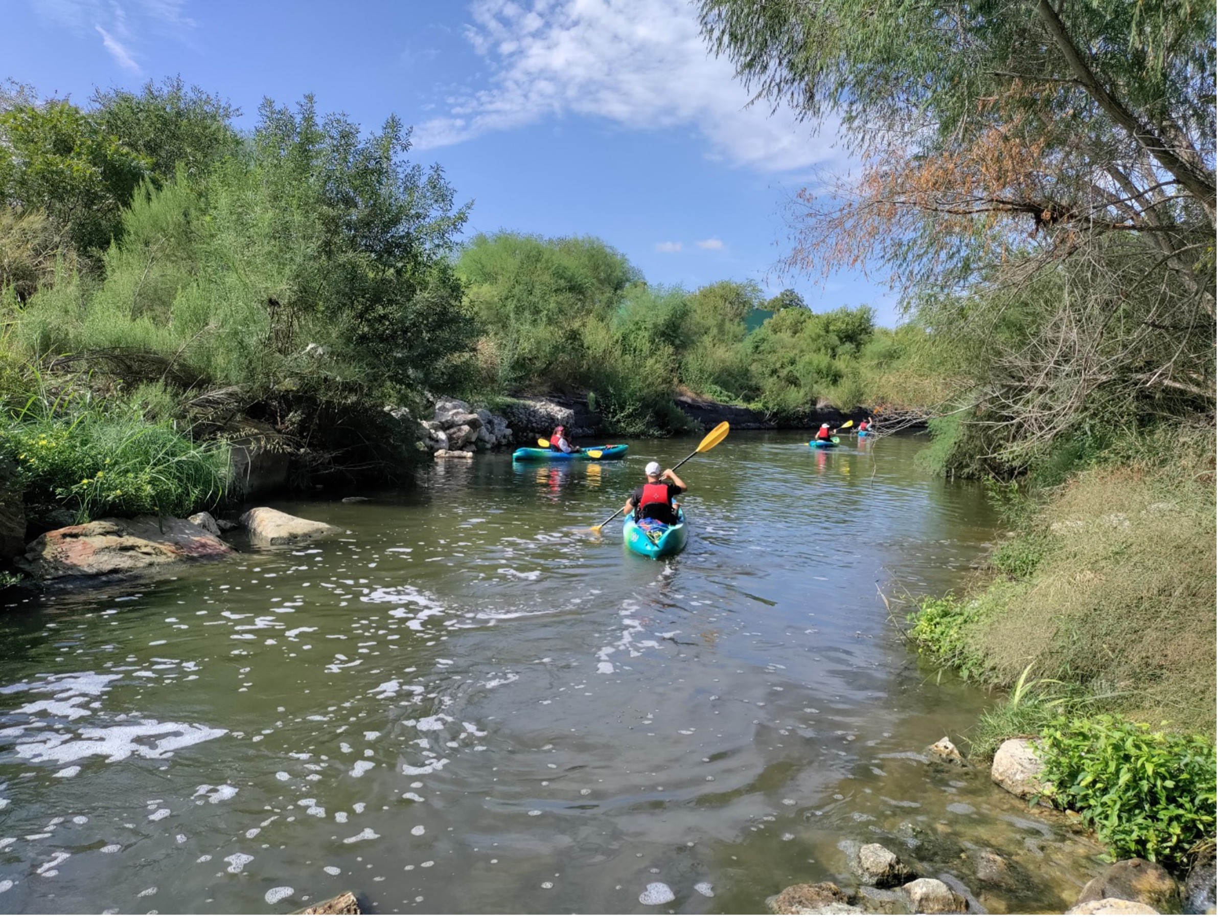 Paddlers exploring the San Antonio River 