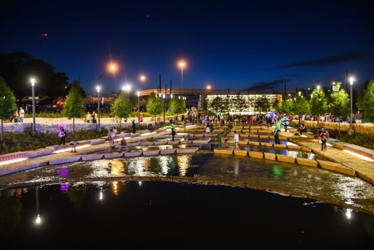 San Pedro Creek Culture Park at night