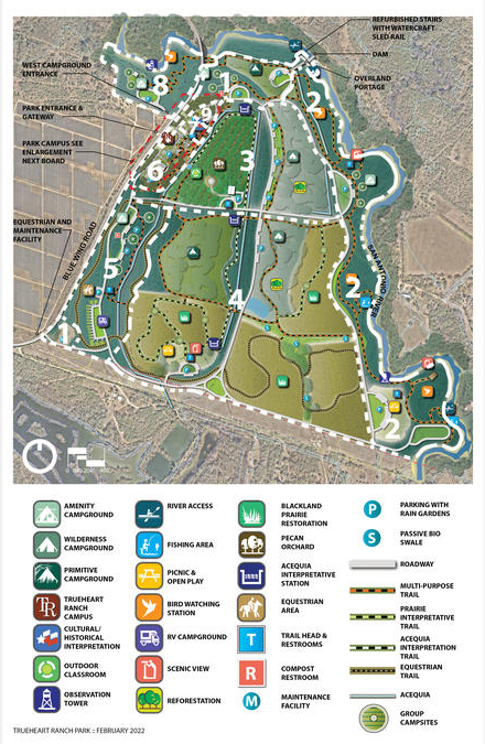 Artistic rendering of amenities map for Trueheart Ranch Park