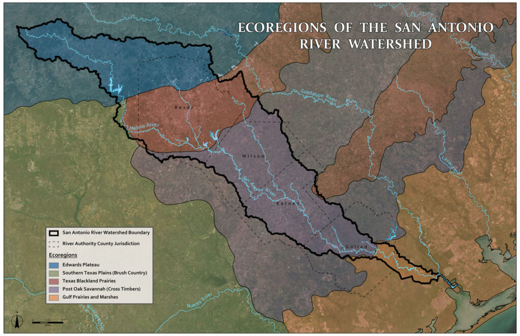 Ecoregions of the San Antonio Watershed Map