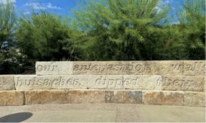 Poetry etched on stone.