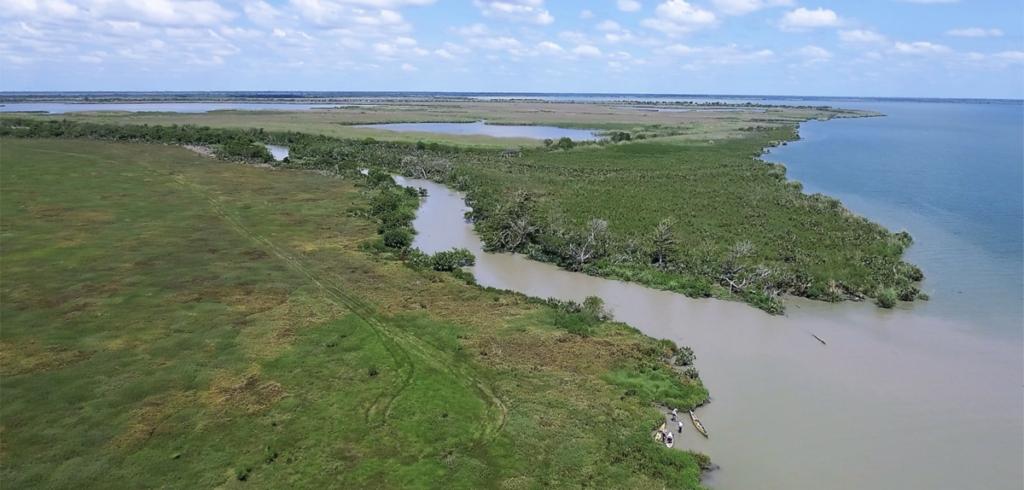 Estuary emptying into bay