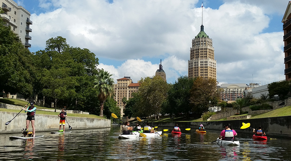 Paddling on San Antonio River downtown