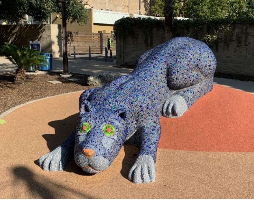 Mosaic sculpture of blue panther