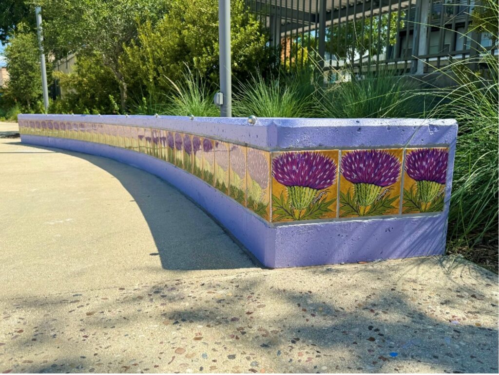 Bench with colorful tiles